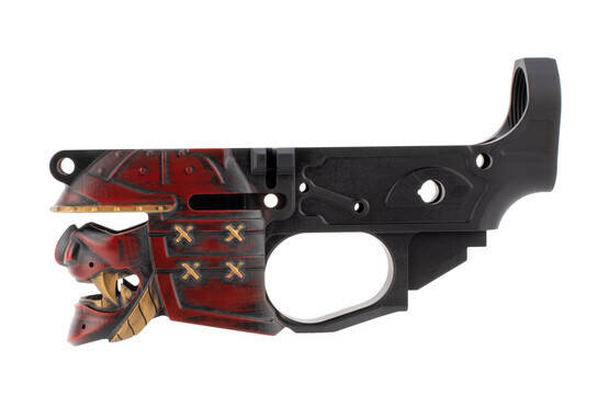 Spike's Tactical Rare Breed Samurai Painted Stripped Lower features a bullet picture fire selector